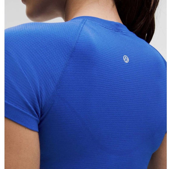 Like New Lululemon Swiftly Tech Cropped Short-Sleeve Shirt 2.0 Sz 12 Cobalt Colo - Picture 4 of 4